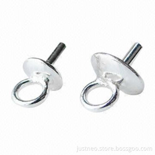 Solid 925 sterling silver oblong-shaped pinch bail pendant connector, size of 5.7mm
